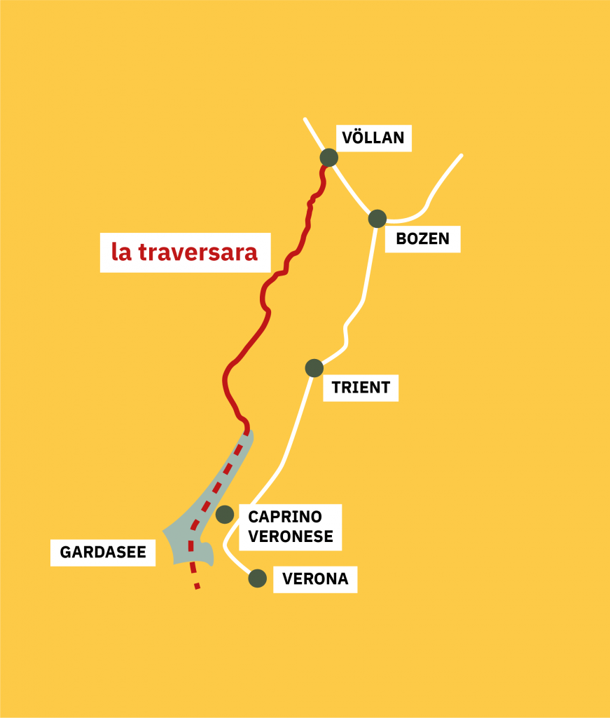 Kartendarstellung der Traversara, einer antiken Handelsroute der Etrusker