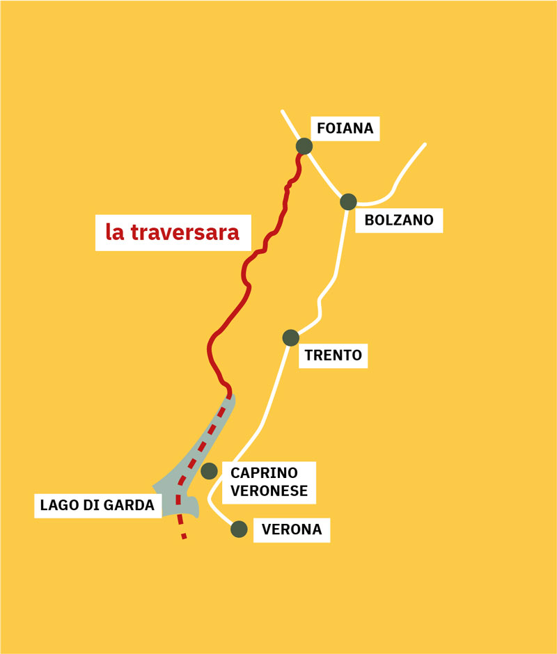 Kartendarstellung der Traversara, einer antiken Handelsroute der Etrusker
